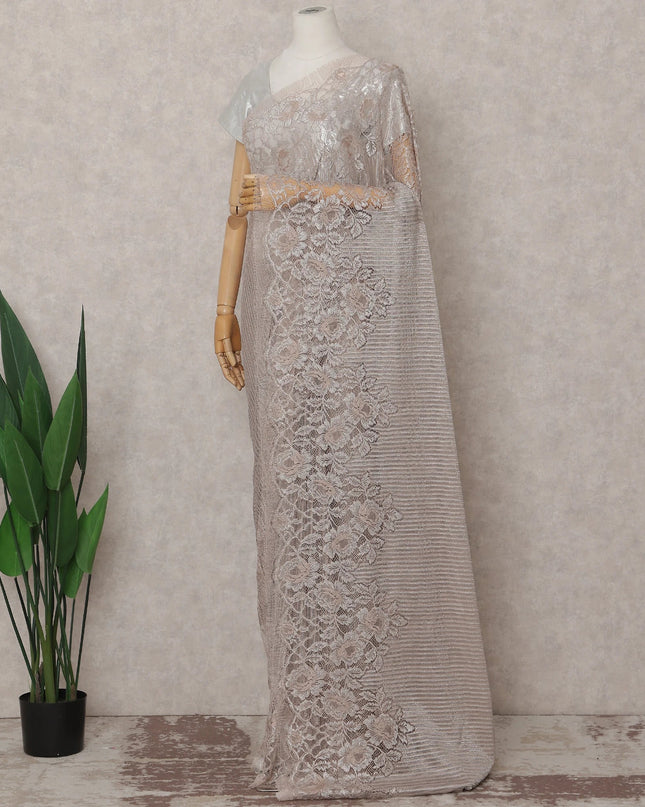 Pearl Blush French Chantilly Lace Saree 5.5m