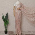 Coral Peach Chantilly Lace Saree | Regal Fabrics