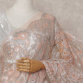 Coral Peach Chantilly Lace Saree | Regal Fabrics