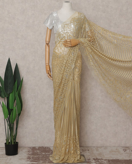 Antique Gold French Chantilly Lace Saree 110cm