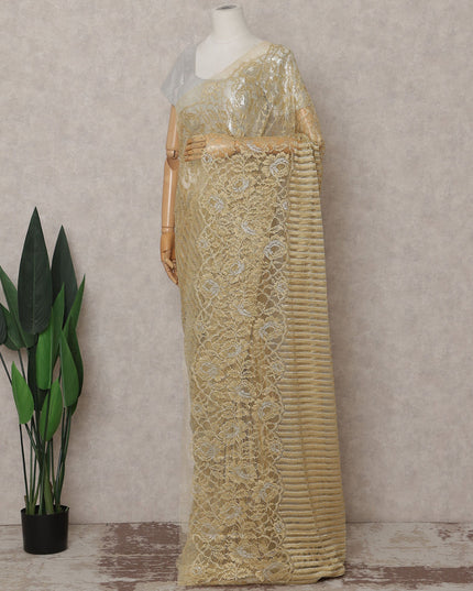 Antique Gold French Chantilly Lace Saree 110cm