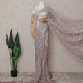 Silver Grey Chantilly Lace Saree - D31622