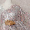 Silver Grey Chantilly Lace Saree - D31622