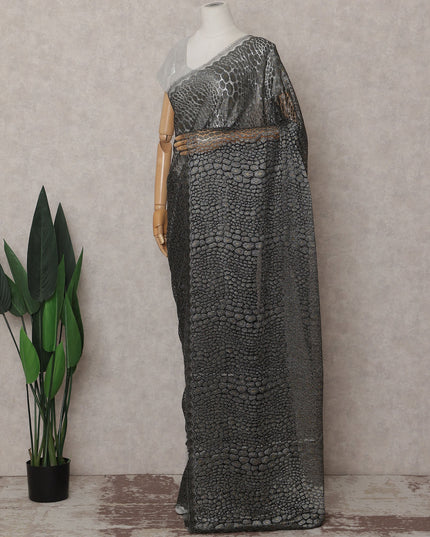 Charcoal Grey French Chantilly Lace Saree 110cm