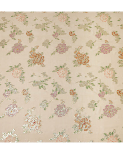 Beige Pure Silk Chiffon Metallic 110cm