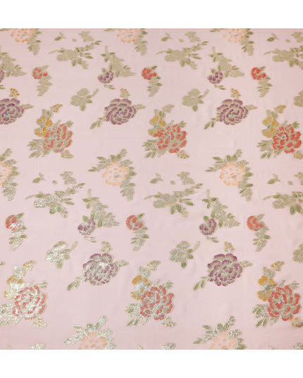 Pink Pure Silk Chiffon Metallic Fabric 110cm | Regal Fabrics