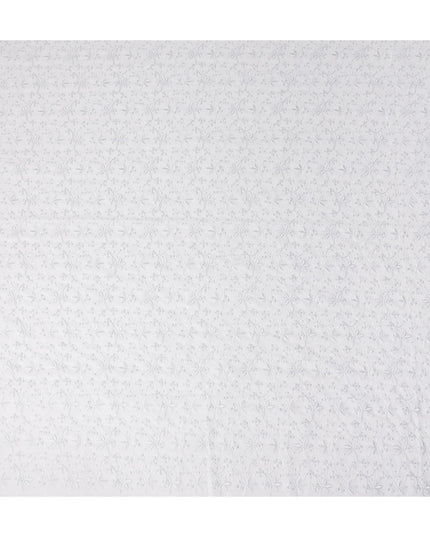 Ivory White Embroidered Cotton Voile Fabric 150cm