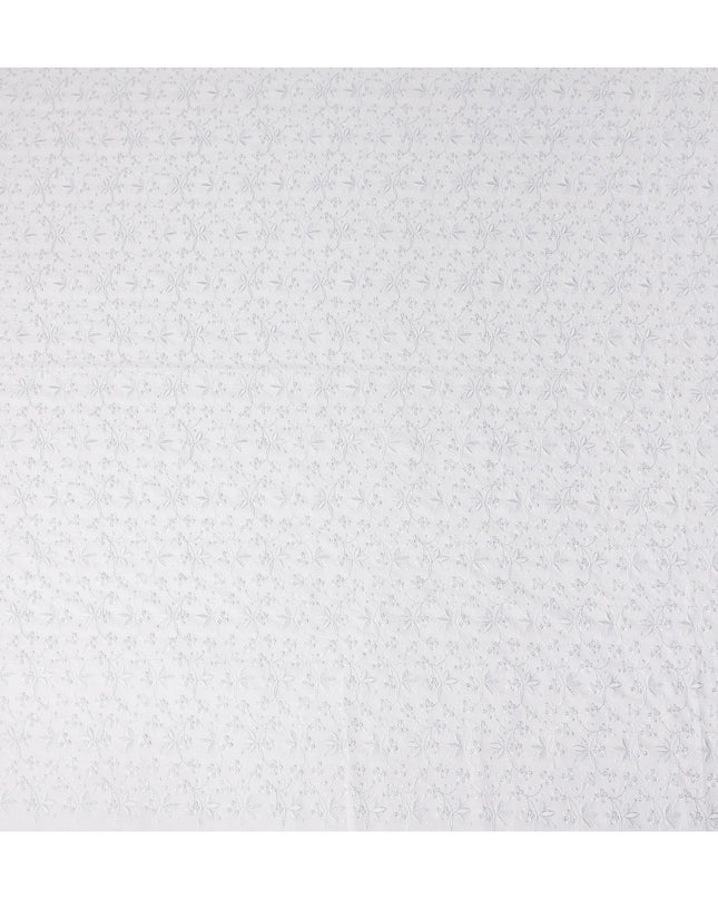 Ivory White Embroidered Cotton Voile Fabric 150cm
