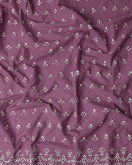 Orchid Mauve Embroidered Cotton Voile Fabric 150cm