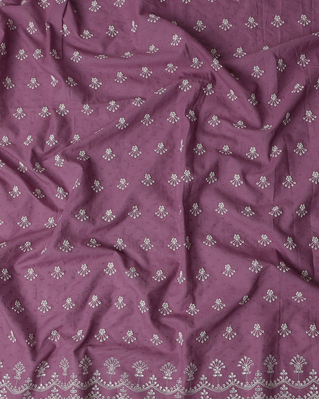 Orchid Mauve Embroidered Cotton Voile Fabric 150cm
