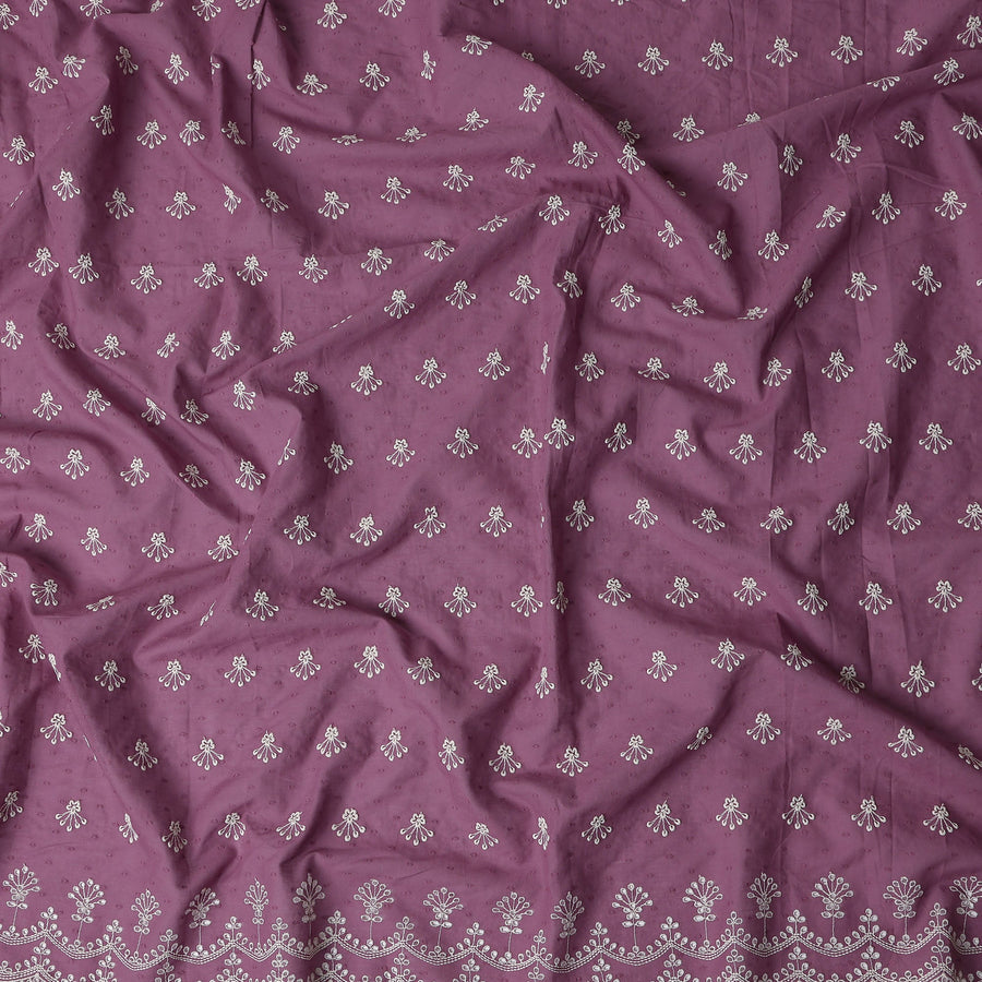 Orchid Mauve Embroidered Cotton Voile Fabric 150cm