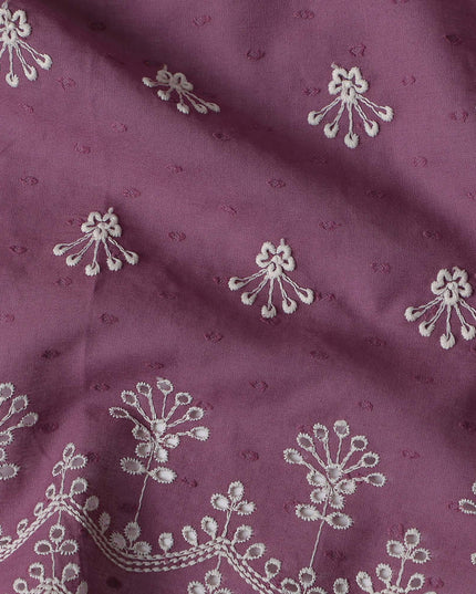 Orchid Mauve Embroidered Cotton Voile Fabric 150cm