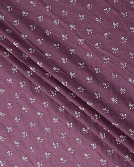 Orchid Mauve Embroidered Cotton Voile Fabric 150cm