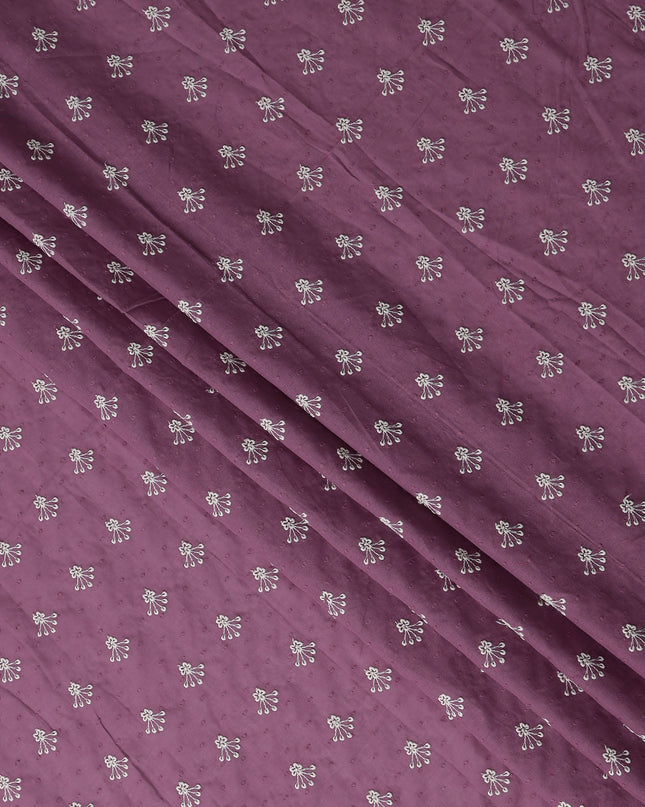 Orchid Mauve Embroidered Cotton Voile Fabric 150cm