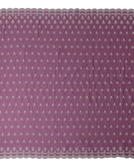 Orchid Mauve Embroidered Cotton Voile Fabric 150cm