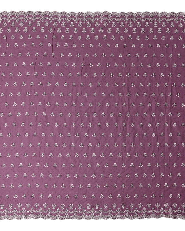 Orchid Mauve Embroidered Cotton Voile Fabric 150cm
