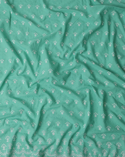 Mint Green Embroidered Cotton Voile Fabric 150cm