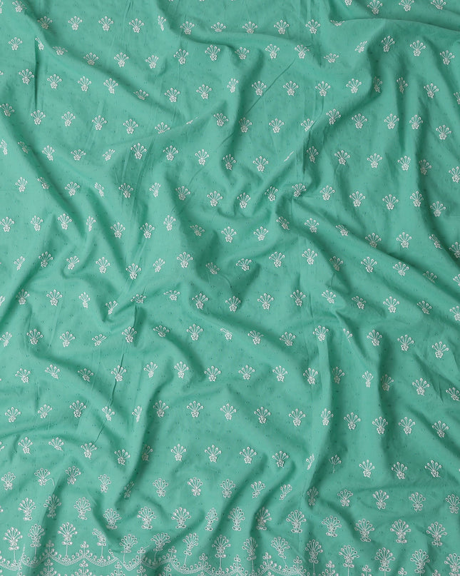 Mint Green Embroidered Cotton Voile Fabric 150cm