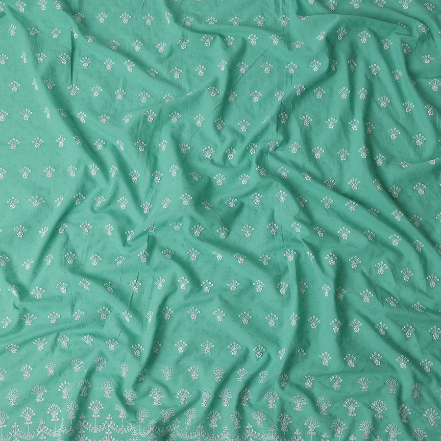 Mint Green Embroidered Cotton Voile Fabric 150cm