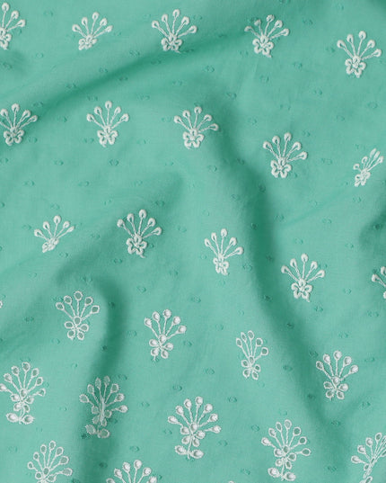 Mint Green Embroidered Cotton Voile Fabric 150cm