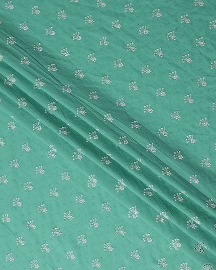 Mint Green Embroidered Cotton Voile Fabric 150cm