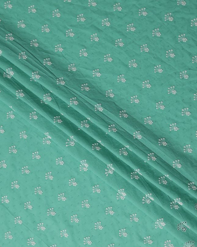 Mint Green Embroidered Cotton Voile Fabric 150cm