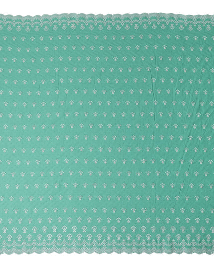 Mint Green Embroidered Cotton Voile Fabric 150cm