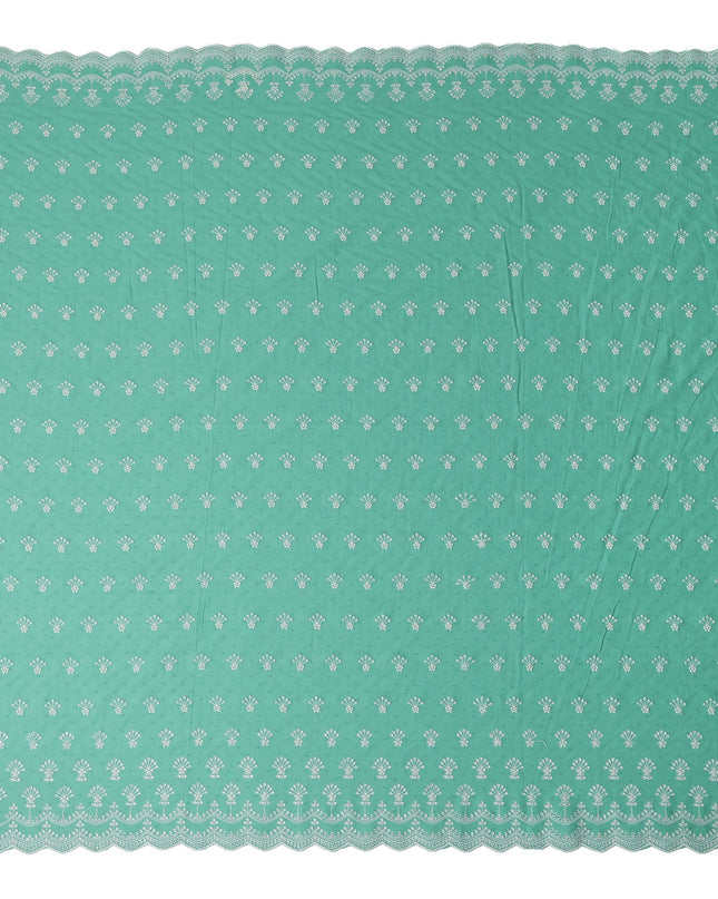 Mint Green Embroidered Cotton Voile Fabric 150cm