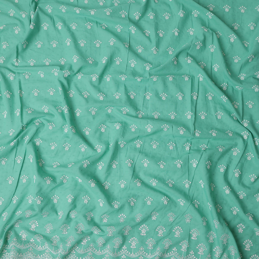 Mint Teal Green Floral Embroidered Voile 140cm India