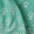 Mint Teal Green Floral Embroidered Voile 140cm India