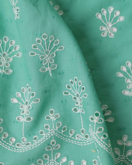 Mint Teal Green Floral Embroidered Voile 140cm India