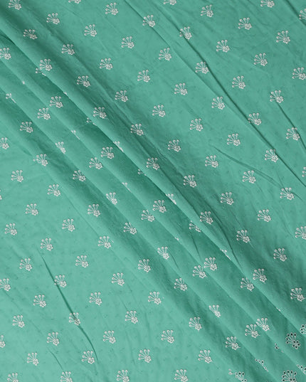 Mint Teal Green Floral Embroidered Voile 140cm India