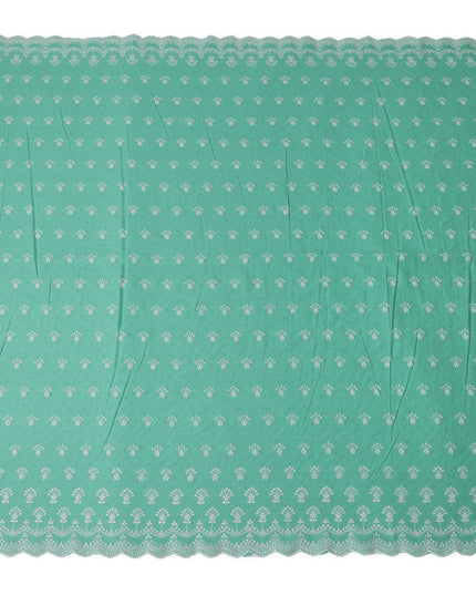 Mint Teal Green Floral Embroidered Voile 140cm India