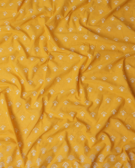 Mustard Yellow Floral Embroidered Voile 140cm India