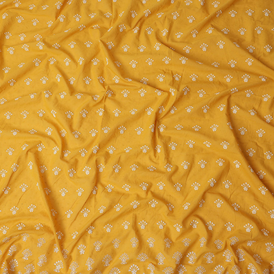 Mustard Yellow Floral Embroidered Voile 140cm India