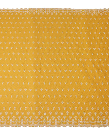 Mustard Yellow Floral Embroidered Voile 140cm India