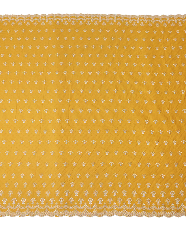 Mustard Yellow Floral Embroidered Voile 140cm India