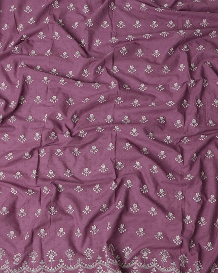 Mauve Purple Floral Embroidered Voile 140cm India