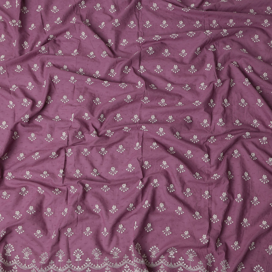 Mauve Purple Floral Embroidered Voile 140cm India