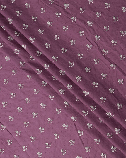 Mauve Purple Floral Embroidered Voile 140cm India