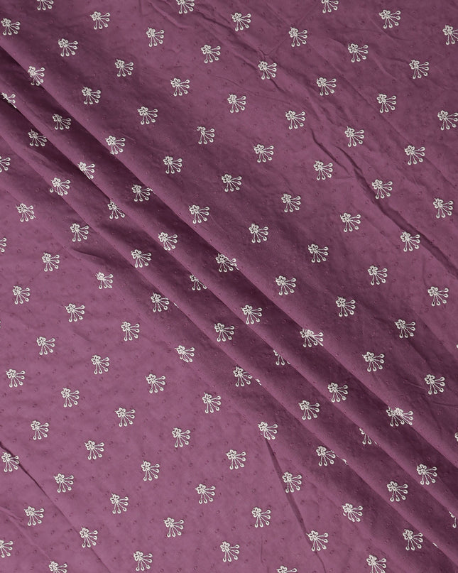 Mauve Purple Floral Embroidered Voile 140cm India