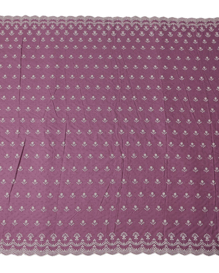 Mauve Purple Floral Embroidered Voile 140cm India