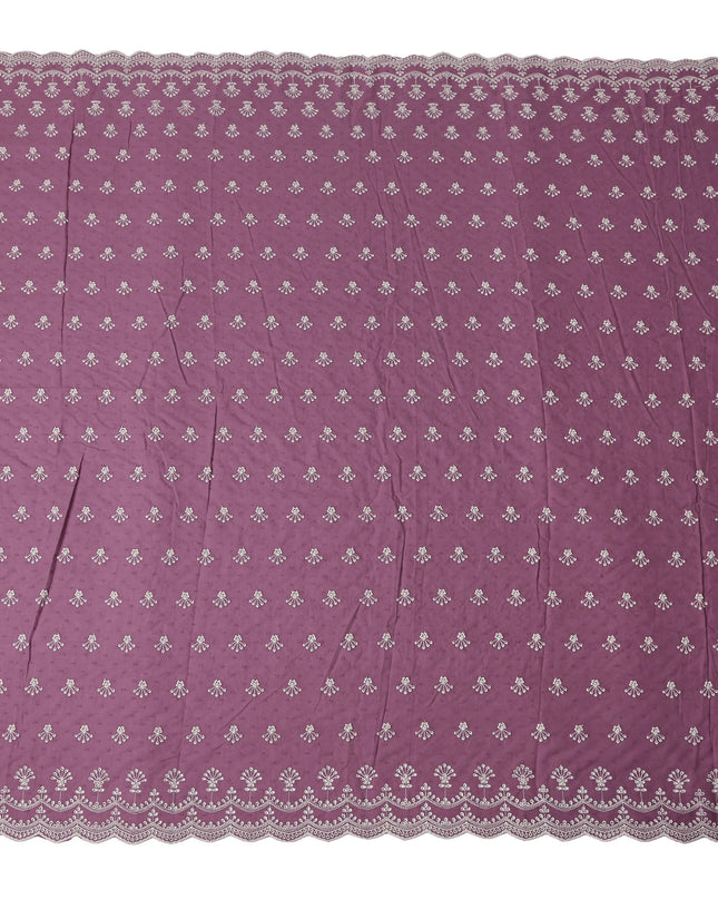 Mauve Purple Floral Embroidered Voile 140cm India