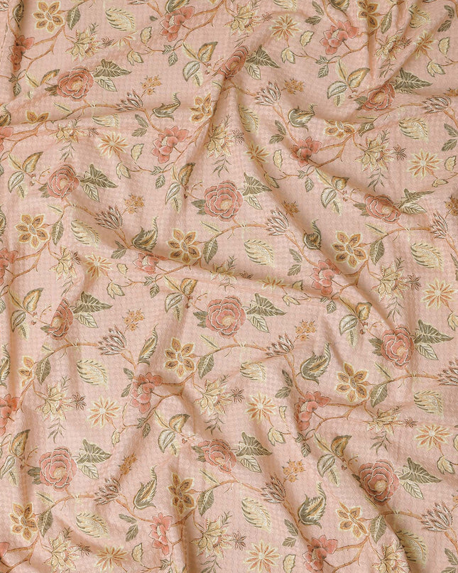 Blush Pink Botanical Floral Embroidered Voile 110cm
