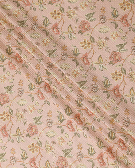 Blush Pink Botanical Floral Embroidered Voile 110cm