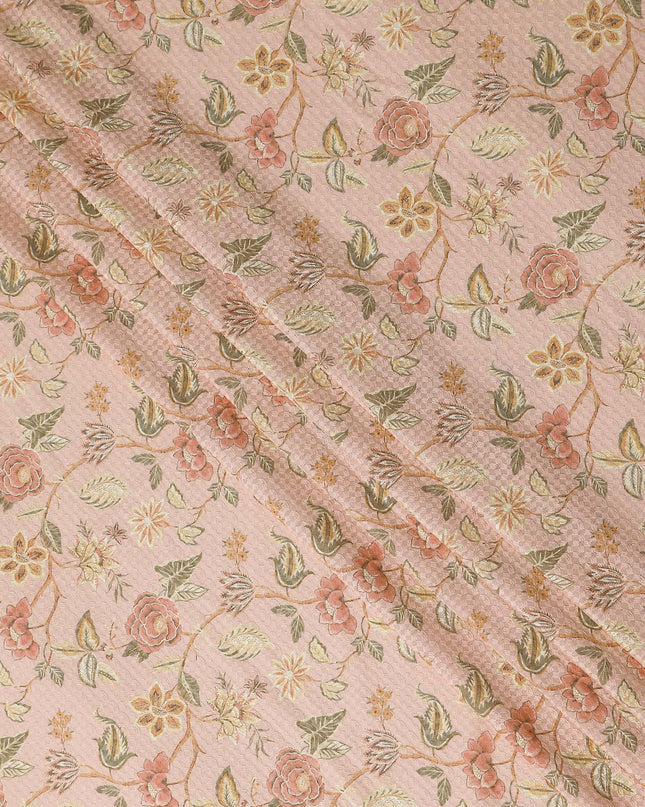 Blush Pink Botanical Floral Embroidered Voile 110cm