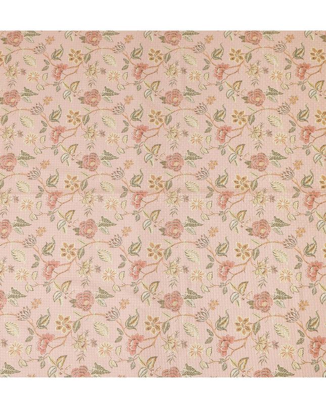 Blush Pink Botanical Floral Embroidered Voile 110cm