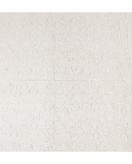 Ivory Abstract Swirl Embroidered Cotton Voile 110cm