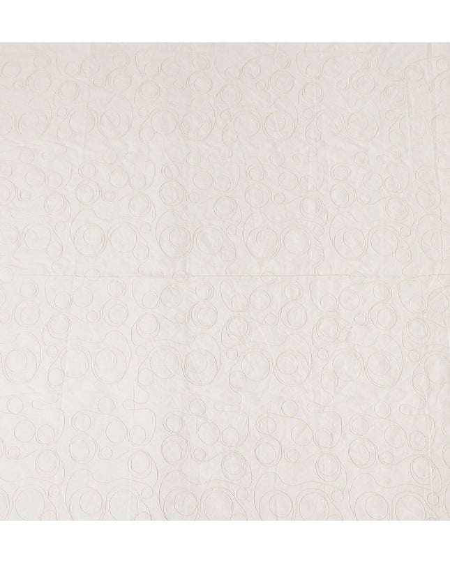 Ivory Abstract Swirl Embroidered Cotton Voile 110cm