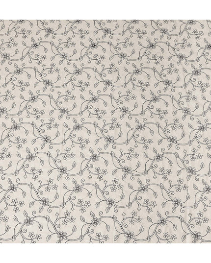 Cream Beige Embroidered Cotton Voile Fabric 110cm